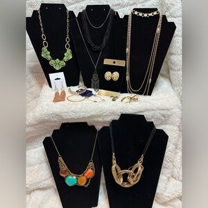 Lot of estate vintage and new jewelry necklaces earrings bracelets & brooches